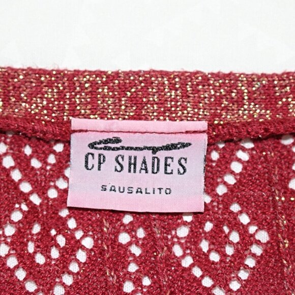 CP Shades - Pointelle Cardigan - Lurex Metallic Knit, Red, sz S - Picture 3 of 11